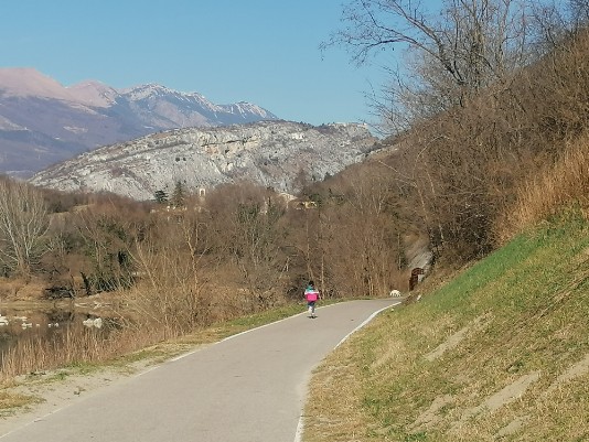 sullo sfondo le creste del Monte Baldo e il Forte San Marco a dx sotto sullo sfondo le creste del Monte Baldo e il Forte San Marco a dx sotto