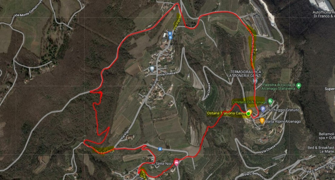 Mappa percorso Alcenago Mappa percorso Alcenago