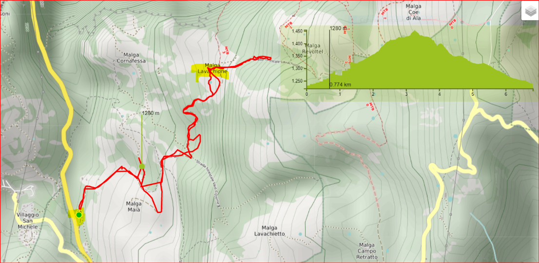 map Bosco della Regina - malga Lavachione map Bosco della Regina - malga Lavachione