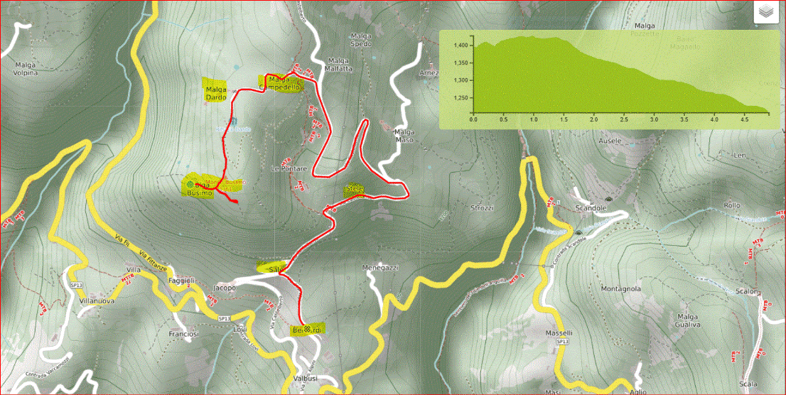 Mappa rifugio Dardo e alberi Mappa rifugio Dardo e alberi