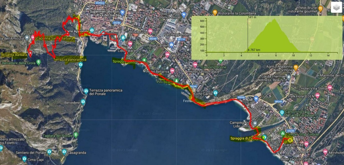 Mappa percorso Torbole Riva Santa Barbara Mappa percorso Torbole Riva Santa Barbara