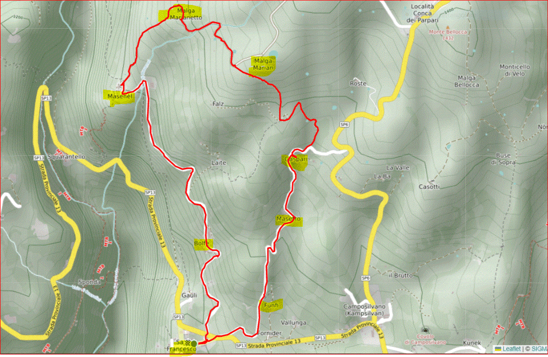 Mappa San Francesco Giro Malghe Mappa San Francesco Giro Malghe
