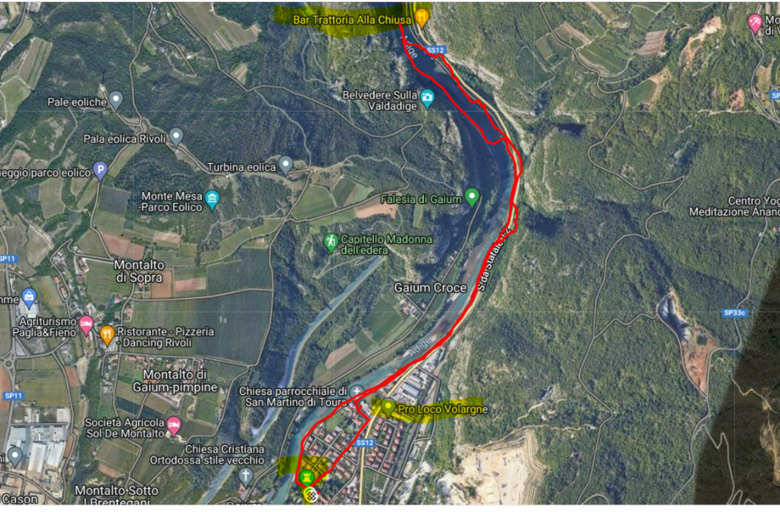 Mappa percorso Volargne Chiusa di Ceraino Mappa percorso Volargne Chiusa di Ceraino