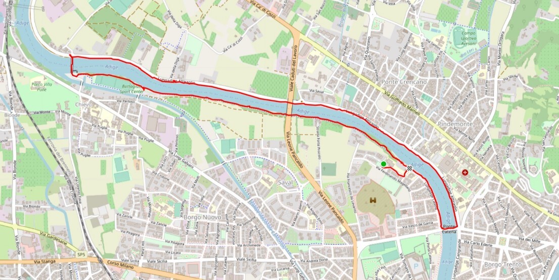 Mappa percorso lungadige Catena Diga Chievo Mappa percorso lungadige Catena Diga Chievo