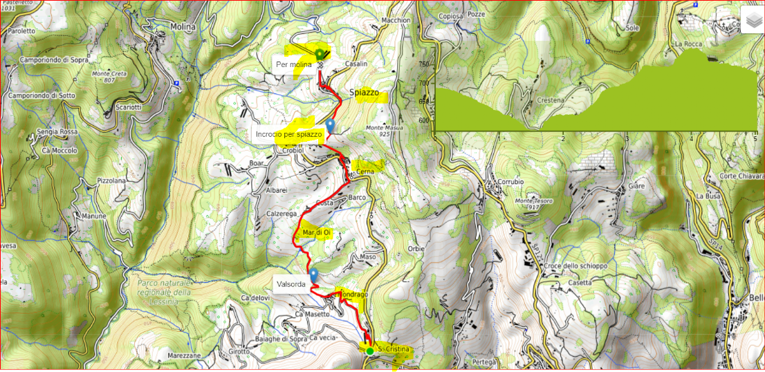 Map Santa Cristina - Cerna - Spiazzo Map Santa Cristina - Cerna - Spiazzo
