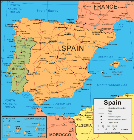 Mappa della Spagna